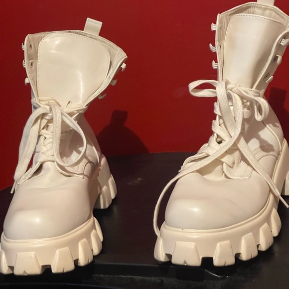 EGO Off White Combat Boots - Picture 8 of 9